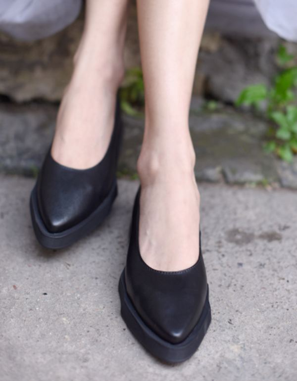 Ręcznie Robione Skórzane Płaskie CZółenka W Stylu Retro