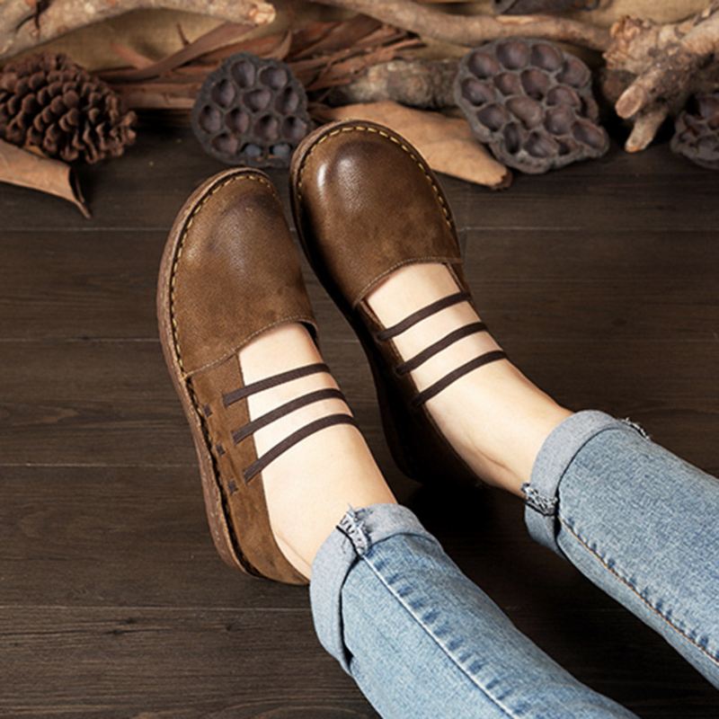 Retro Wygodne Miękkie Damskie Mieszkania | Buty Na Prezent