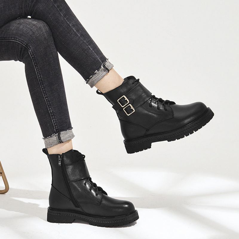 Jesień Zima Casual Skórzane Buty Martin | Buty Na Prezent