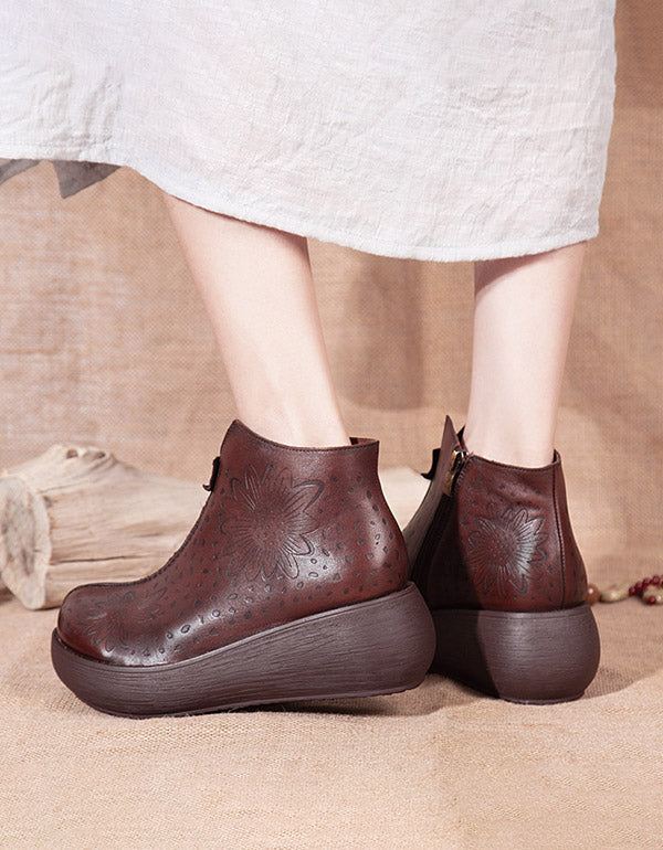 Ręcznie Rzeźbione Buty Na Koturnie W Stylu Retro